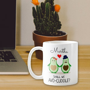 Cute Avocados, zullen we Avo-knuffelen, Valentijn' Koffiemok
