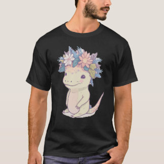Cute Axolotl Amphibian Flower Crown Waterverf Ani T-shirt