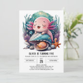 Cute Axolotl Birthday Invitation Kaart (Staand voorkant)