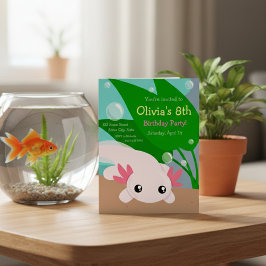 Cute Axolotl Birthday Invitation Kaart