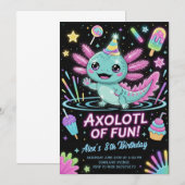 Cute Axolotl Birthday Party Invitation (Devant / Derrière)