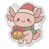 Cute Axolotl Christmas Bells Sticker (Devant)