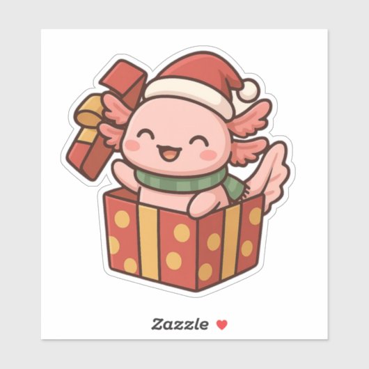 Cute Axolotl Christmas Gift Sticker (Feuille)