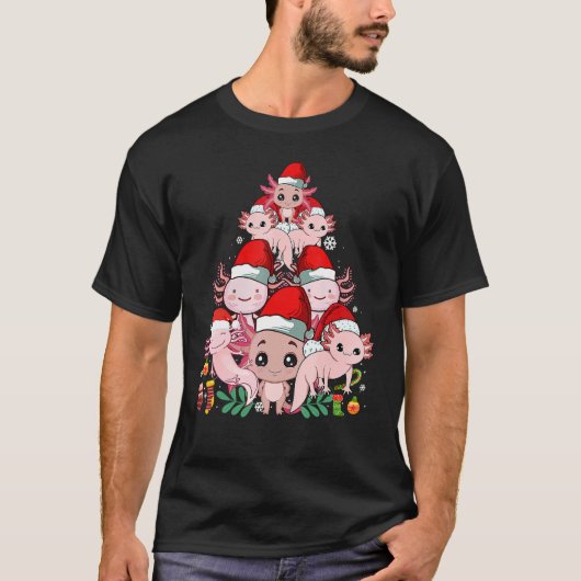 Cute Axolotl Christmas Tree For Axolotl Xmas Pjs T-shirt (Voorkant)