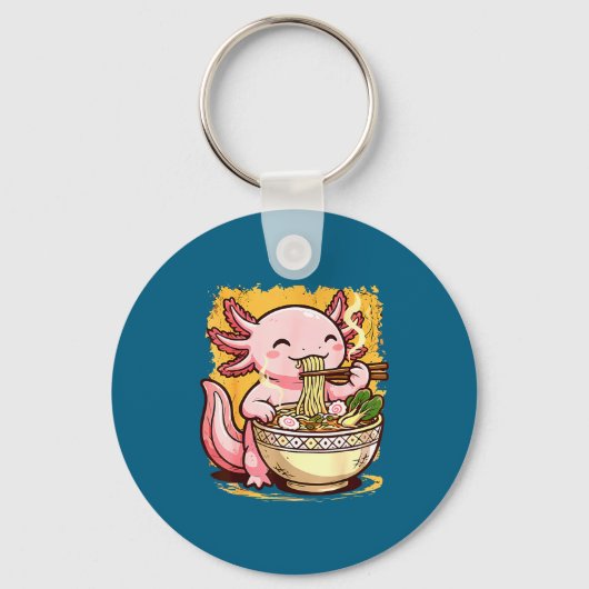 Cute Axolotl Eats Ramen Noodles Axolotls Ramen  Sleutelhanger (Voorkant)