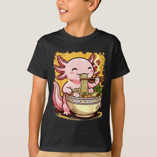 Cute Axolotl Eats Ramen Noodles Axolotls Ramen  T-shirt (Voorkant)