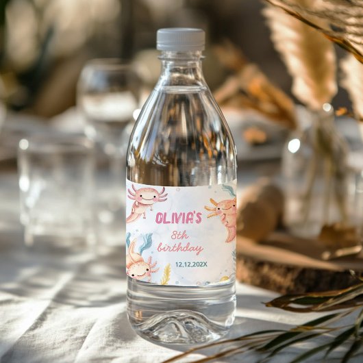 Cute Axolotl fille Anniversaire Étiquette de boute