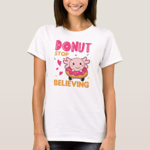 Cute Axolotl Funny Animals in Donut Roze T-shirt