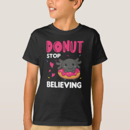 Cute Axolotl Funny Animals in Donut Roze T-shirt