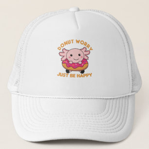 Cute Axolotl Funny Animals in Donut Roze Trucker Pet