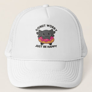 Cute Axolotl Funny Animals in Donut Roze Trucker Pet