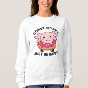 Cute Axolotl Funny Animals in Donut Roze Trui