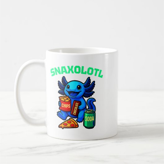 Cute Axolotl Funny Snaxolotl Snacks A Lot Axolotl Koffiemok (Links)
