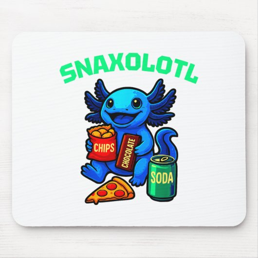Cute Axolotl Funny Snaxolotl Snacks A Lot Axolotl Muismat (Voorkant)