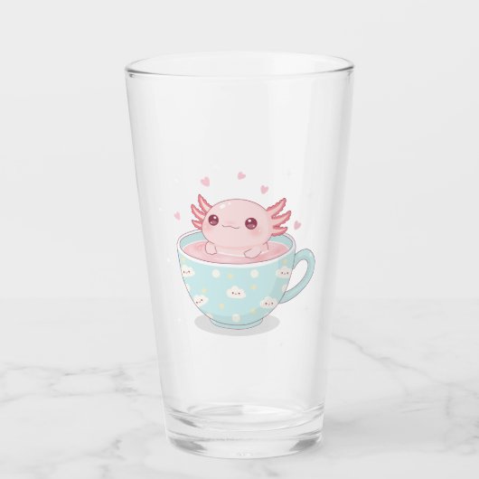 Cute axolotl in a cup glas (Voorkant)
