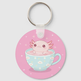 Cute axolotl in a cup sleutelhanger