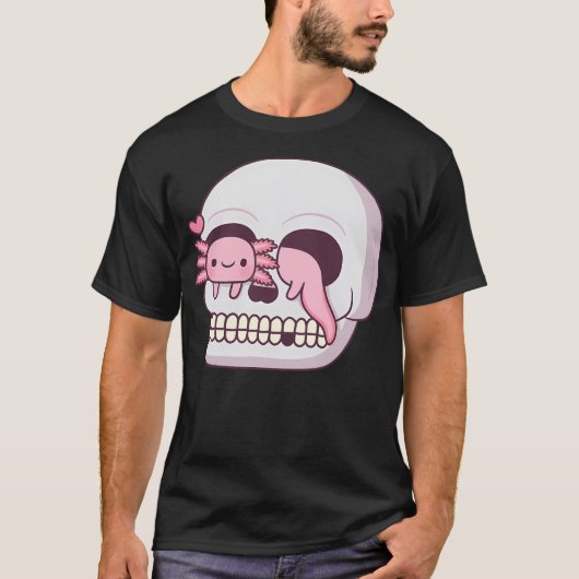 Cute Axolotl In Skull T-shirt (Voorkant)