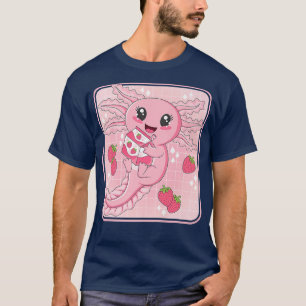 Cute Axolotl Japanse aardbeienmelk Anime Pink K T-shirt