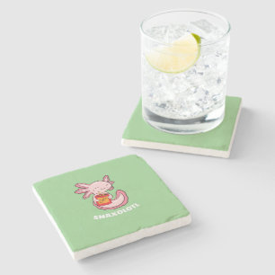 Cute Axolotl Lover Snaxolotl Kawaii Axolotl Food Stenen Onderzetter