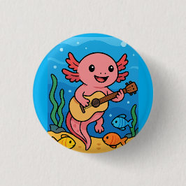 Cute Axolotl Musician Button