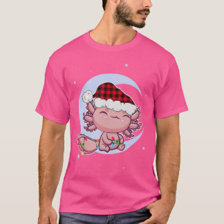 Cute Axolotl Pet Kerstmis Santa Hat Kawaii Sa T-shirt