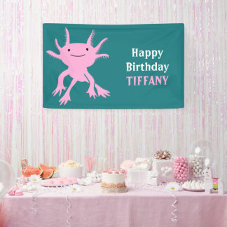Cute Axolotl Pink Salamander Birthday Party Spandoek