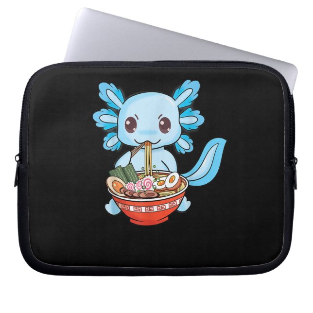 Cute Axolotl Ramen Noodles Anime Laptop Sleeve (Voorkant)