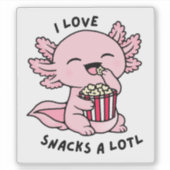 Cute Axolotl Snack Lover Funny Pun Sticker (Devant)