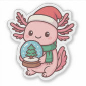 Cute Axolotl Snow Globe Sticker (Devant)