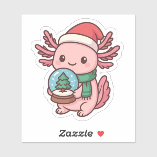 Cute Axolotl Snow Globe Sticker (Feuille)