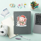 Cute Axolotl Snowman Christmas Sticker (Couverture iPad)