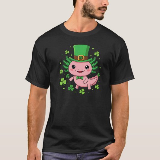 Cute Axolotl St Patrick's Day Art T-shirt (Voorkant)