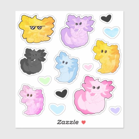 Cute Axolotl Stickers (Vel)