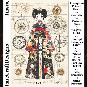 Cute Aziatische Klokpunkpop in Kimono CK6 Découpag Tissuepapier