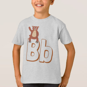 Cute B voor Beer - Kinder ABCD Engels alfabet T-shirt