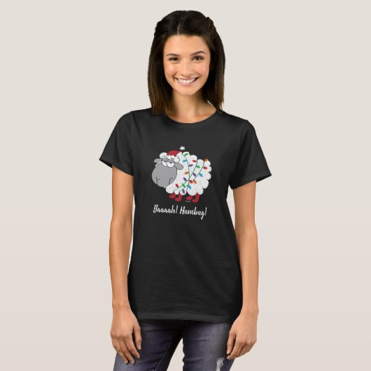 Cute Baaaah Humbug Sheep with Lights T-shirt (Voorkant volledig)
