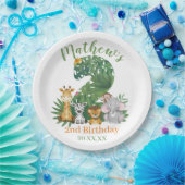 Cute Baby 2e verjaardag Oerwoud Safari Papieren Bordje (Feest)