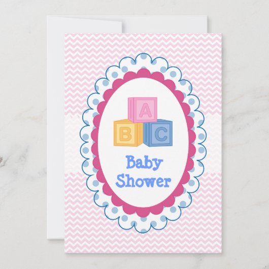 Cute Baby ABC Blokken Baby shower Kaart (Voorkant)