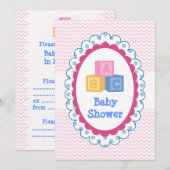 Cute Baby ABC Blokken Baby shower Kaart (Voorkant / Achterkant)
