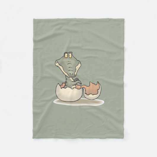 Cute Baby Alligator Cartoon Hatching uit Eggshell Fleece Deken (Voorkant)