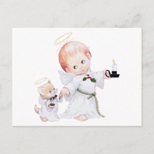 Cute Baby Angel en Cat Briefkaart