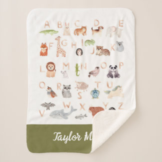 Cute Baby Animal Alphabet Sherpa Deken