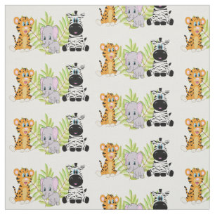 Cute Baby Animal Oerwoud Theme Tijger Elephant Zeb Stof