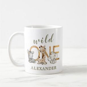 Cute Baby Animals Wild One Safari Birthday Koffiemok