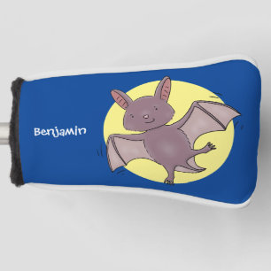 Cute baby bat vliegende blauwe cartoon illustratie golfheadcover