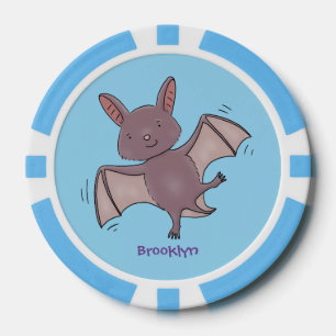 Cute baby bat vliegende cartoon illustratie poker chips