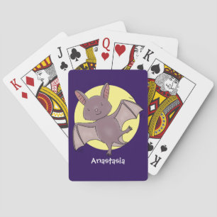Cute baby bat vliegende cartoon illustratie pokerkaarten