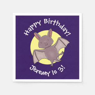 Cute baby bat vliegende cartoon illustratie servet