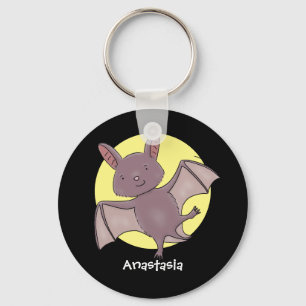 Cute baby bat vliegende cartoon illustratie sleutelhanger
