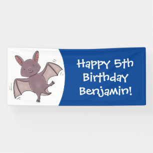 Cute baby bat vliegende cartoon illustratie spandoek